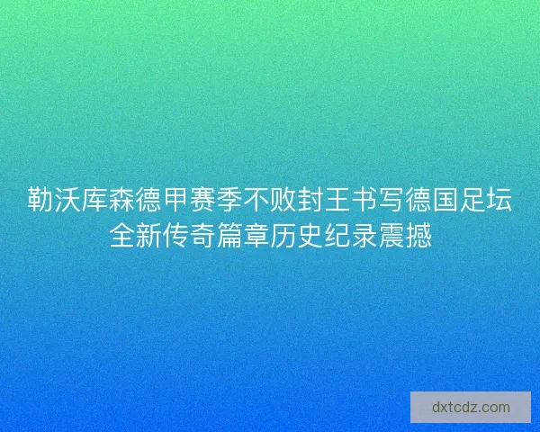 勒沃库森德甲赛季不败封王书写德国足坛全新传奇篇章历史纪录震撼