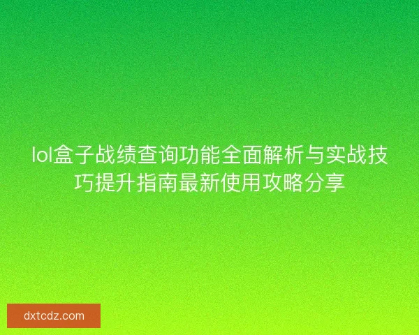 lol盒子战绩查询功能全面解析与实战技巧提升指南最新使用攻略分享