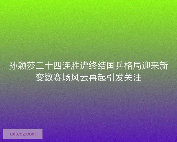 孙颖莎二十四连胜遭终结国乒格局迎来新变数赛场风云再起引发关注