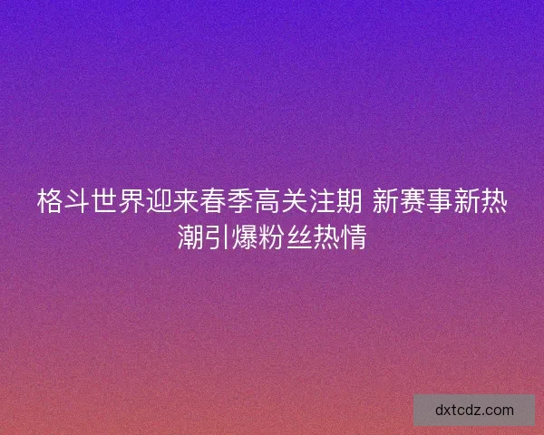 格斗世界迎来春季高关注期 新赛事新热潮引爆粉丝热情